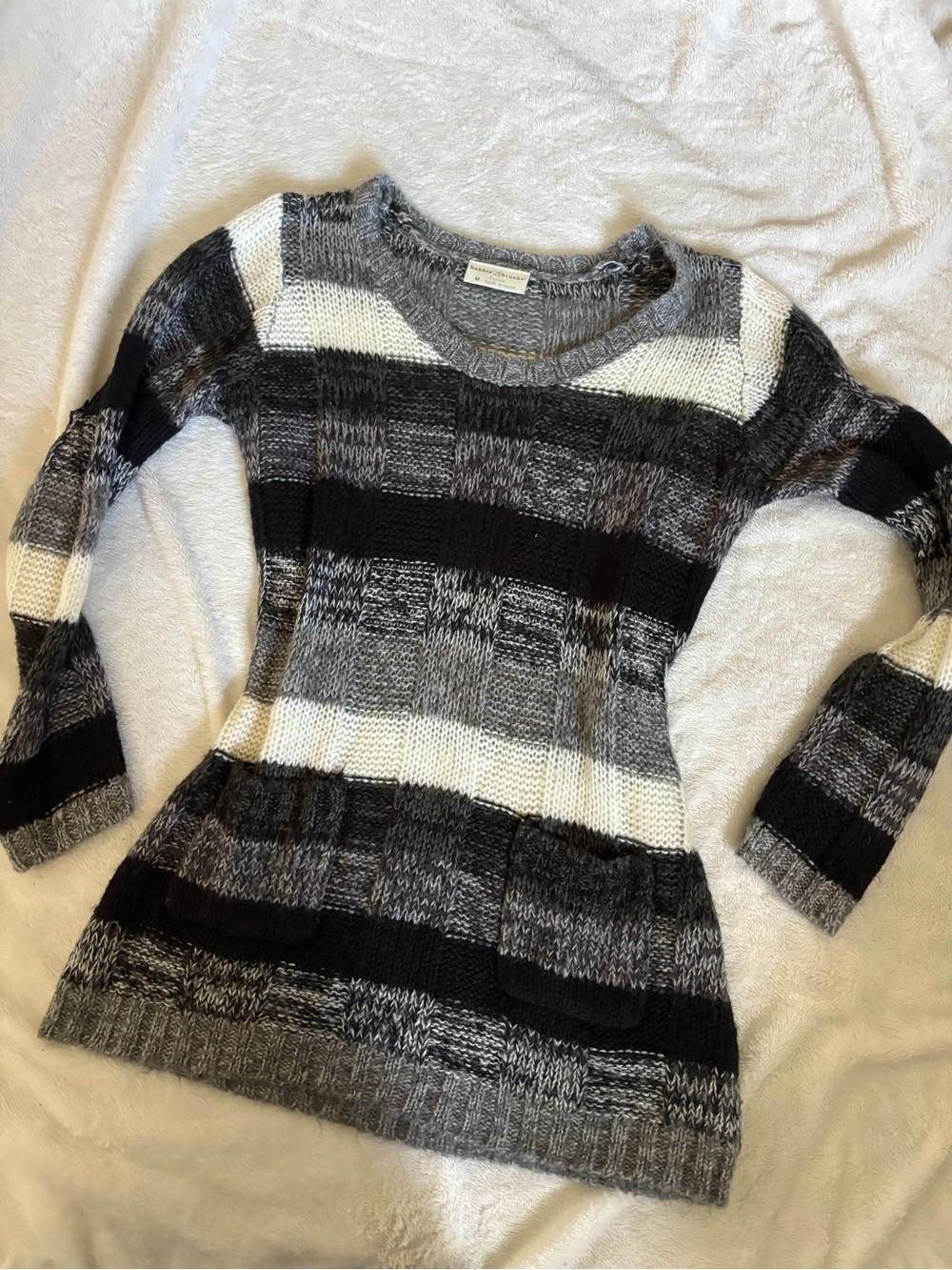 Y2k Bella swan fitted Striped Black & White Knit Women's Sweater